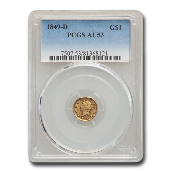 1849-D $1 Liberty Head Gold AU-53 PCGS 1849-D $1 Liberty Head Gold AU-53 PCGS